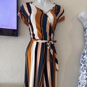 Vibrant Multicolor Striped Jumpsuit with Tie Waist